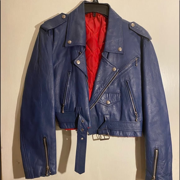 Jackets & Blazers - Vintage Blue Leather Jacket